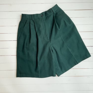 high waisted shorts | 80s 90s vintage forest green wool dark academia trouser shorts 