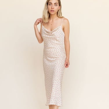 BETWEEN TEN Eleanor Cowl Dress - Ivory Polka