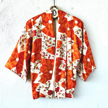 Vintage Japanese Kimono Cardigan Bright Asian Floral Graphic Oversized Shirt Jacket 