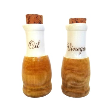 Vintage mid century modern baldelli cruets oil & vinegar ceramic Italy Italian cork 1960s 