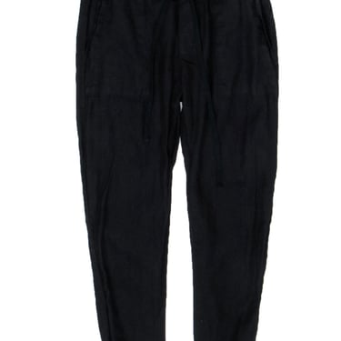 Enza Costa - Black French Linen Drawstring Pants Sz S