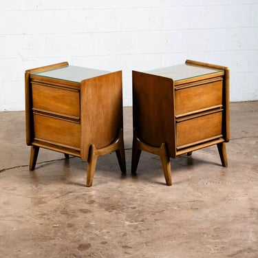 Mid Century Modern Nightstands End Side Set Tables United 2 Drawer Vintage Pair