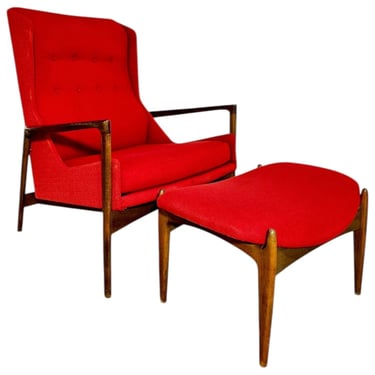 Ib Kofod-Larsen Lounge Chair and Ottoman, Denmark 1960