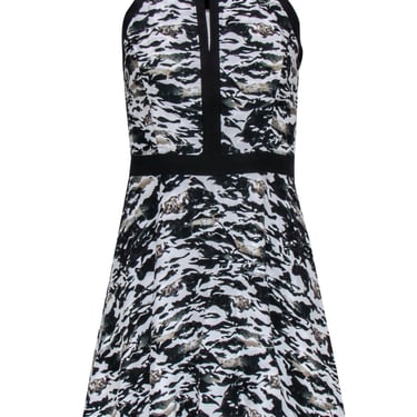 Parker - Black, White & Green Camo Print Sleeveless Mini Dress Sz XS