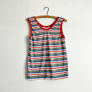 Vintage 70s Colorful Candy Striped Tank Top Size M to L 