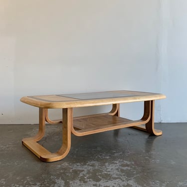 1980s Post Modern Oak Coffee Table 