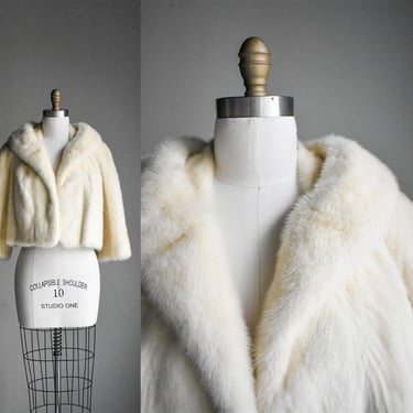 Vintage White Mink Fur Cropped Swing Coat 
