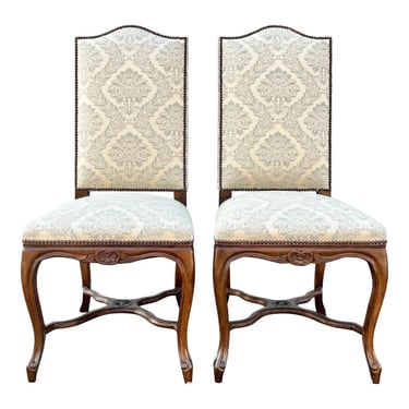 Country French Carved Side Chairs - a Pair 