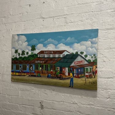 Village Scene, Oil on Canvas