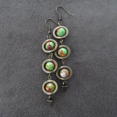 Jasper and bronze dangle earrings 