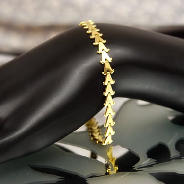 Vintage Modernist Italian 14K Gold Polished V-Link Bracelet, Chevron/Riccio Style, 5mm V-Links, Sleek Sophisticated, 585 Bracelet, 7 1/2&quot; L 