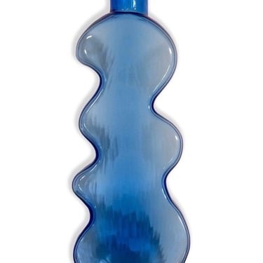 Blenko Blue Wiggle Puzzle Glass Vase Model 8904 Mid Century Modern 