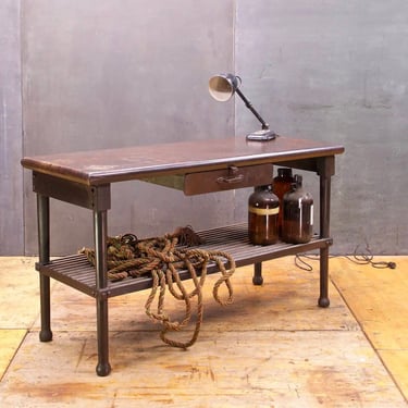 Late 19th Century Workshop Table Vintage Industrial Kitchen island 