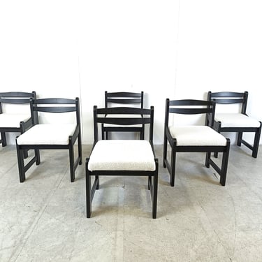 Vintage brutalist dining chairs, set of 6 - 1970s - vintage wooden chairs- brutalist chairs- mid century dining chairs - vintage chairs 