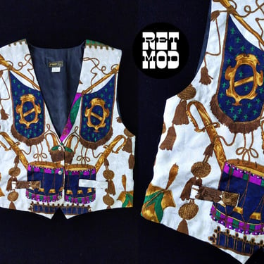 Designer Vibes Vintage 90s Drums Novelty Print Statement Vest 