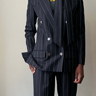 Givenchy Couture by John Galliano navy pinstripe wool pantsuit 