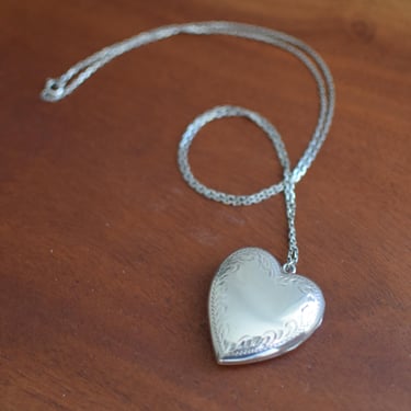 Vintage Large Sterling Silver Heart Locket 