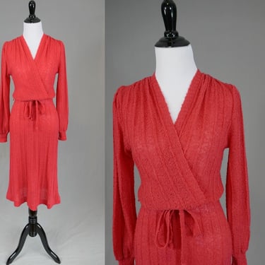 70s Knit Dress - Orange w/ a touch of Pink - Contessa Visconte for Marisa Christina - Vintage 1970s - M 
