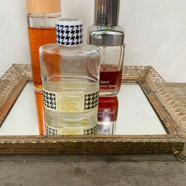 Vintage Filigree Vanity Tray, Small Mirror Tray, Dresser Perfume Tray, Mid Century Modern 