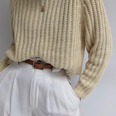 Vintage Cropped Buttercream Sweater