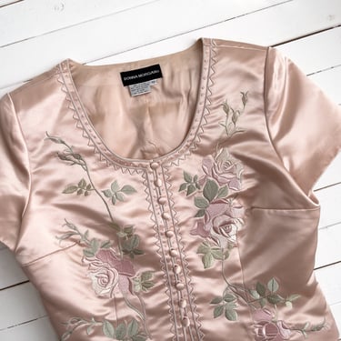 embroidered bodice blouse y2k vintage peach floral cottagecore maiden cosplay waistcoat 