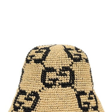 Gucci Unisex Embroidered Raffia Gucci Summer Bucket Hat