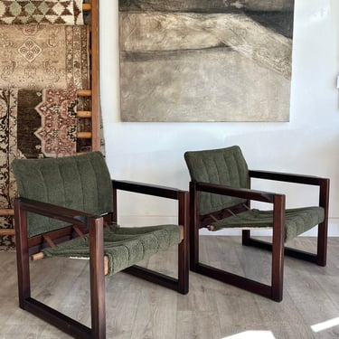 S/2 1970's Karin Mobring for Ikea Safari Chairs Newly Reupholstered