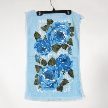 Vintage Sears Blue Rose Hand Towel 