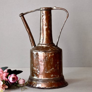 Antique Ottoman Imperial Ibrik Jug Copper  Ethnographic Copper Pitcher Hand Hammered Copper Jug 