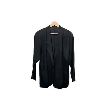 Black 90s Blazer, Vintage Dolman Sleeve Jacket, Loose Fit Batwing Sleeve Blazer, Oversized Unstructured Blazer, Simple Minimal Pocket Front 
