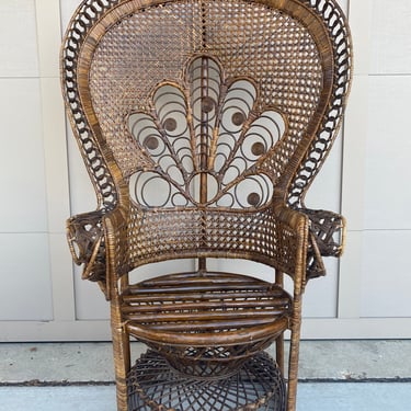 Vintage Bohemian Peacock Wicker Chair 