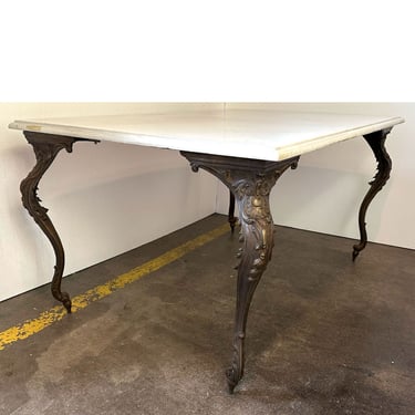 French Louis XV Revival Cast Bronze and White Marble Rectangular Table