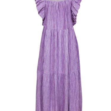 Saylor - Purple Striped Cotton Midi Dress Sz L