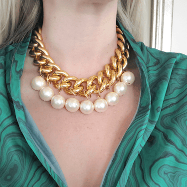 Huge Erwin Pearl Chunky Gold and Pearl Necklace