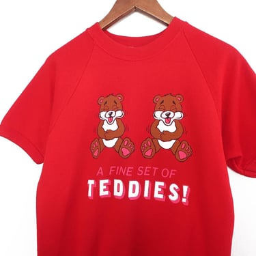 Teddy bear sweatshirt / funny shirt / 1980s Teddy Bear boobs funny adult humor ringer sweatshirt Small 