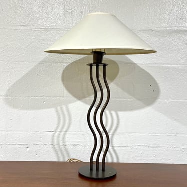 Vintage 80s Black Squiggle Post Modern Table Lamp 