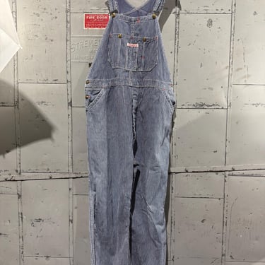 Vintage 50’s Baker Hickory Striped Overalls Workwear Farmer Railroad 