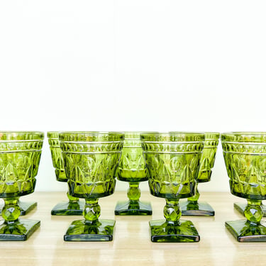 Set of Eight Gorg Green Goblets