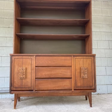 Midcentury Bassett Mayan Bookcase Cabinet