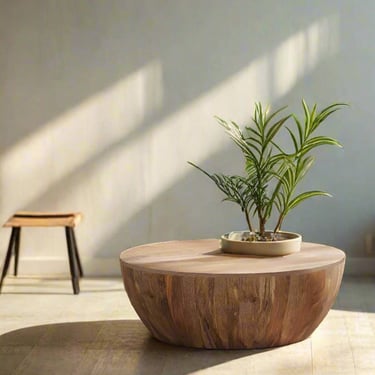 Elmbrook Solid Mango Wood 34in Round Coffee Table Natural FFW258-612