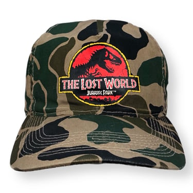 Vintage 1997 Jurassic Park The Lost World Movie Promotional Camouflage SnapBack Hat Cap 