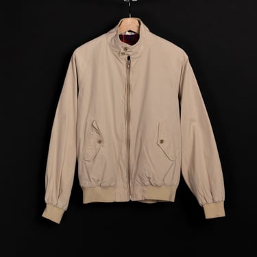 80s 90s Khaki Plaid Lined Harrington Jacket - Men's Small, Women's Medium | Vintage Lightweight Zip Up Windbreaker Coat 