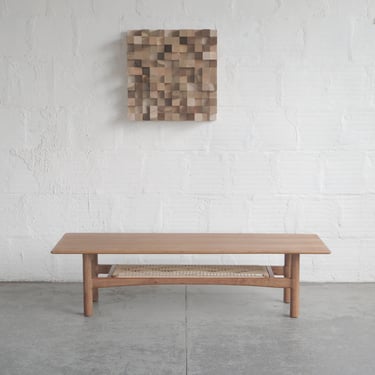 Coffee Table with Woven Shelf