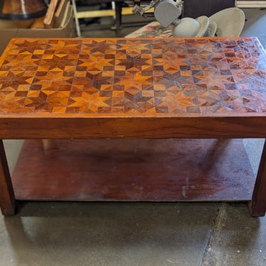 Vintage Star Patterned Parquet Top Coffee Table