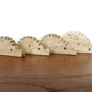 Fratelli Mannelli Travertine Hedgehog Sculpture Set, 1970s Fratelli Italy Architectural Home Decor, Hedgehog Figurines 