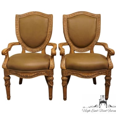 Set of 2 SCHNADIG Belmont, MS Contemporary Italian Style Shield Back Upholstered Dining Arm Chairs 