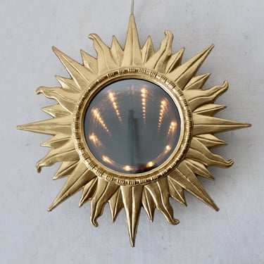 Gold Finish Mid-Century Vintage Sunburst Infinity Mirror 