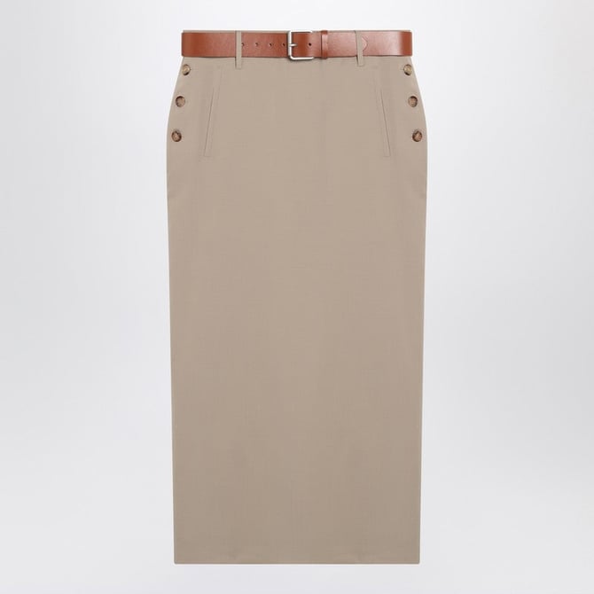 スカート MOSCHINO Women Mid Skirts V01040517 0020 BEIGE Moschino Jupe With Beige Wool Skirt Women | Luosophy | San