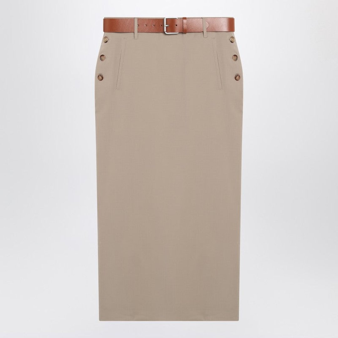 スカート Moschino Jupe with beige wool skirt Moschino Jupe With Beige Wool Skirt Women | Luosophy | San