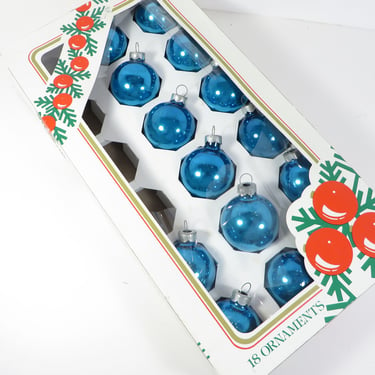 Vintage Turquoise Blue Glass Ball Ornaments - 14 Turquoise Christmas Ornaments 